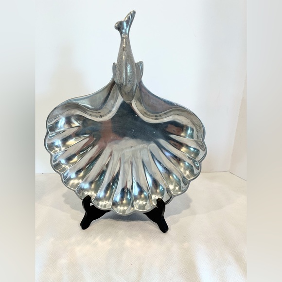 Pewtarex Serving Platter Scallop Shell and Fish Handle - Picture 4 of 13